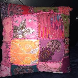 Indian sequin embroidered pillow